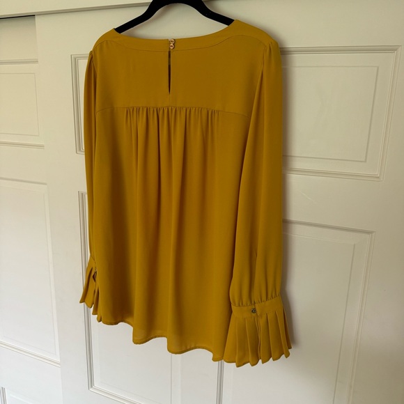 Loft Mustard Long Sleeve Pleated Detail Blouse - Picture 4 of 5